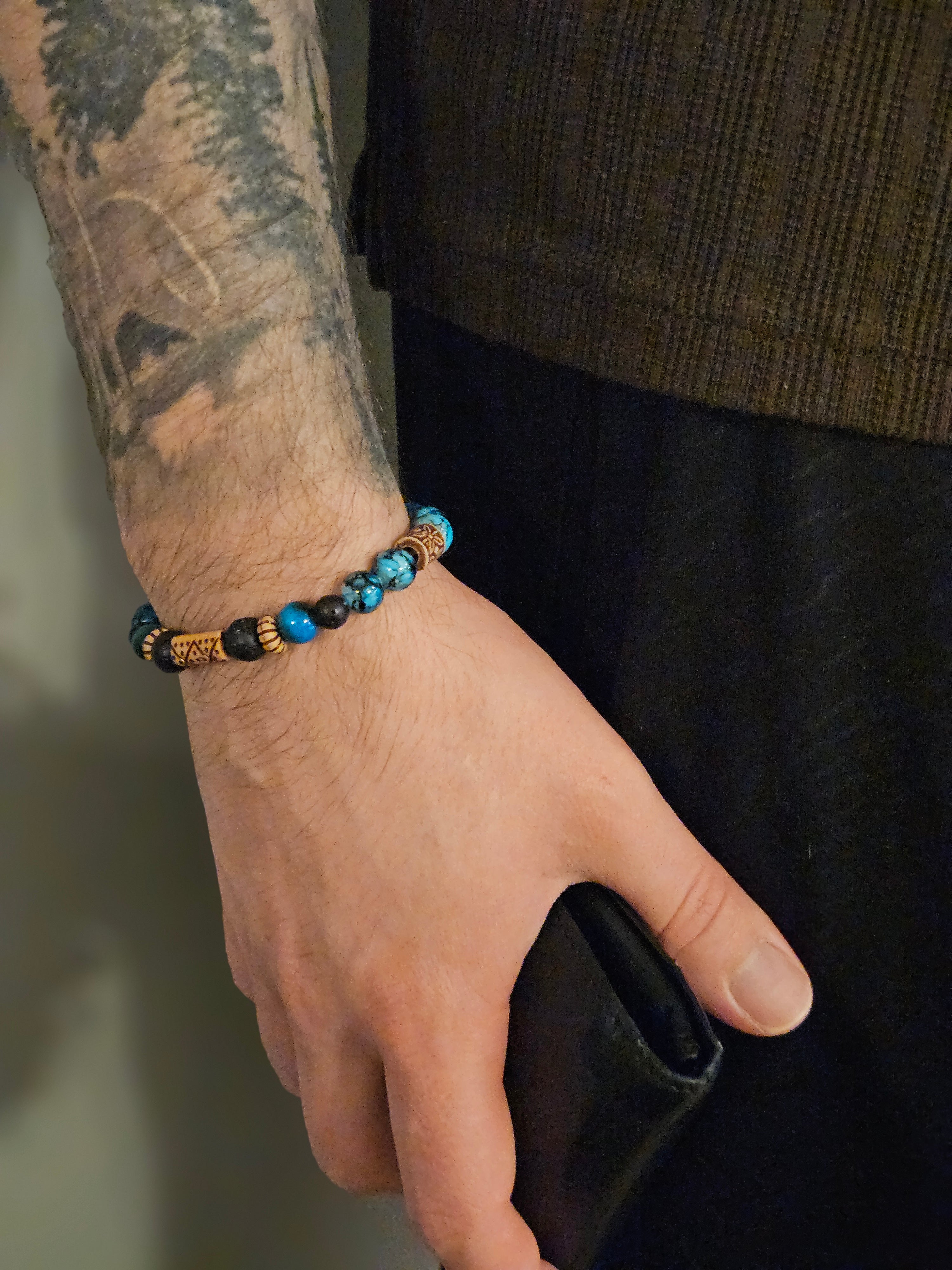 Shiny blue men's Bracelet