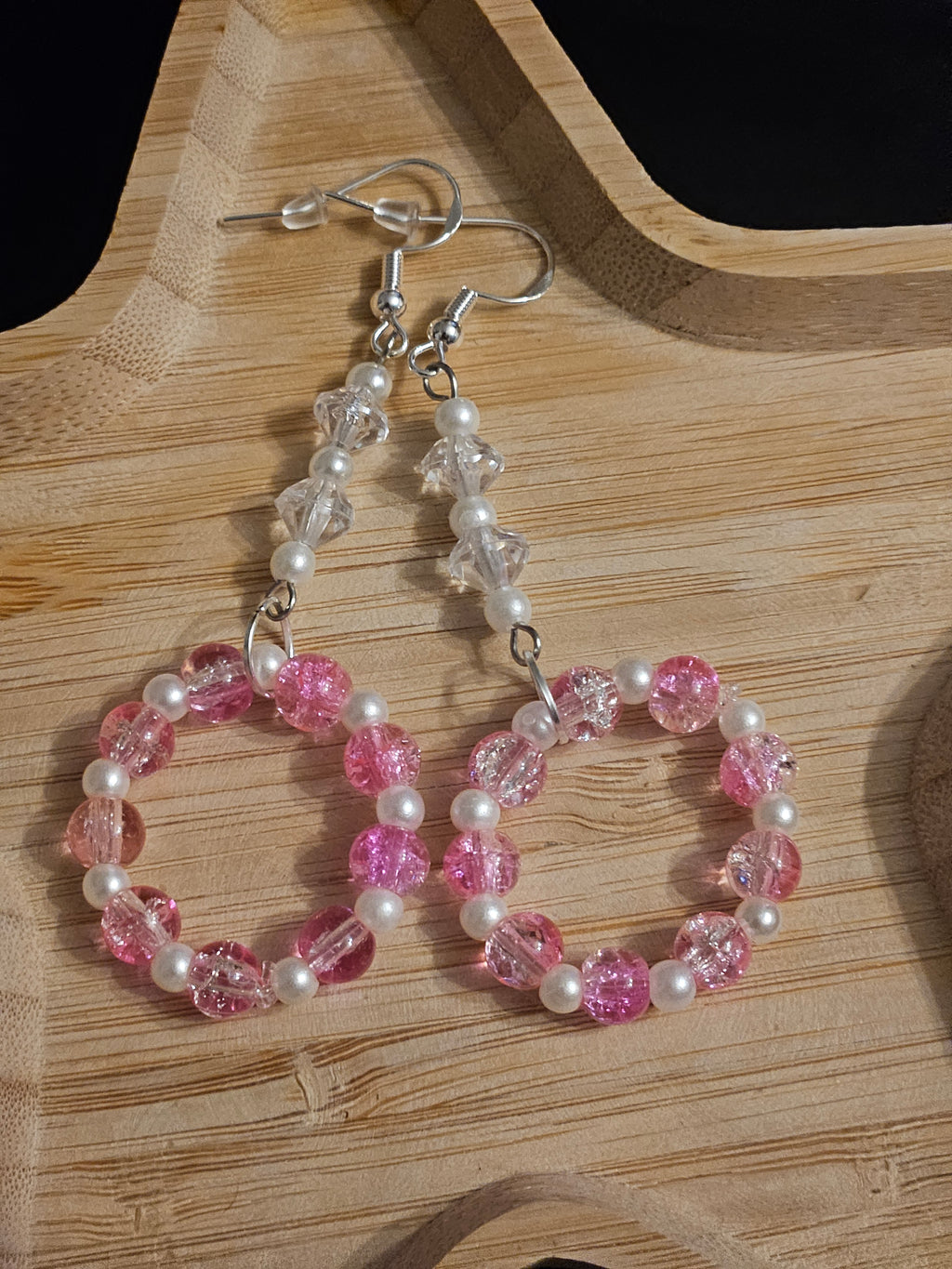 Pink White Earrings