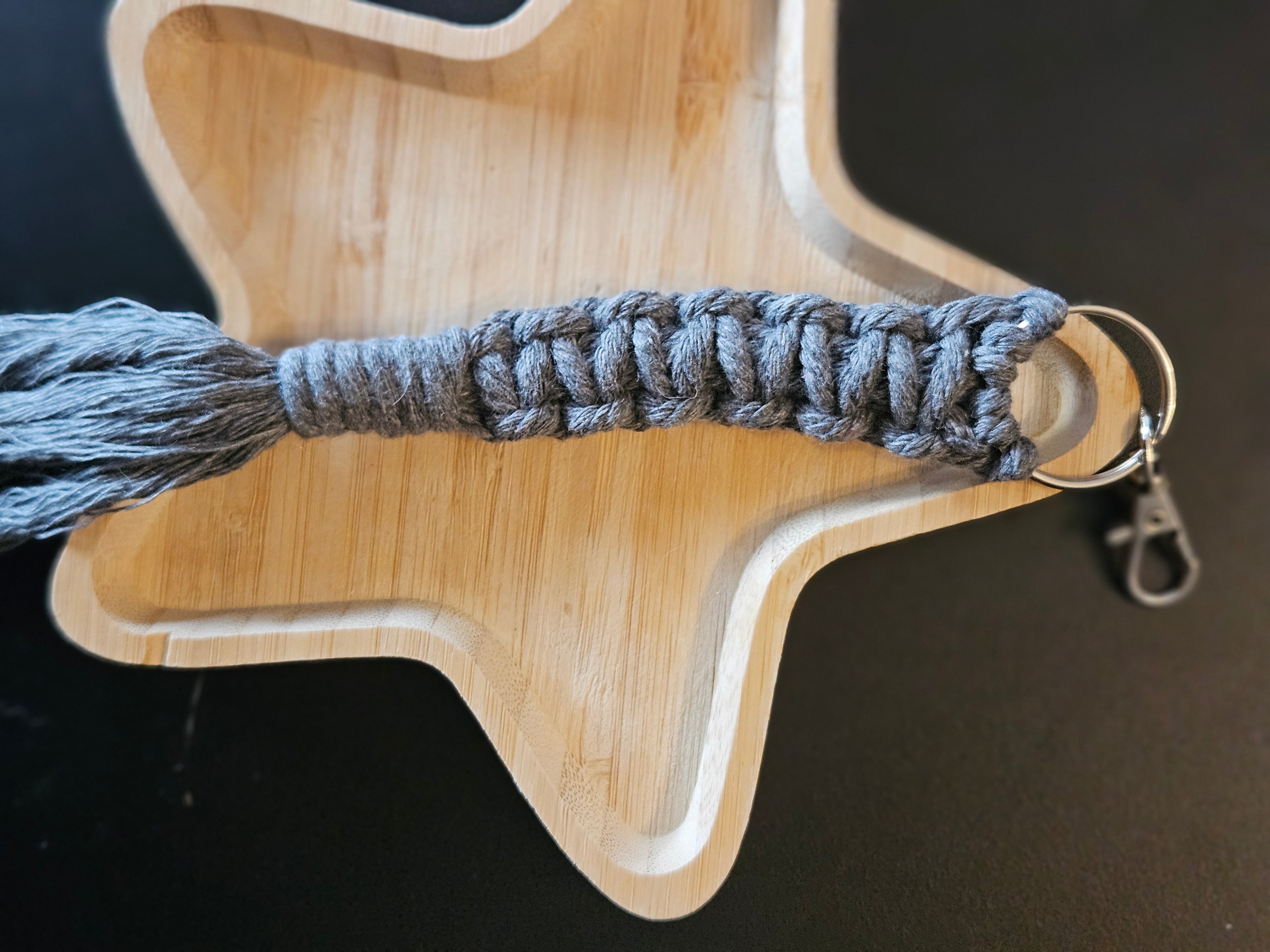 Grey Makramee Keychain