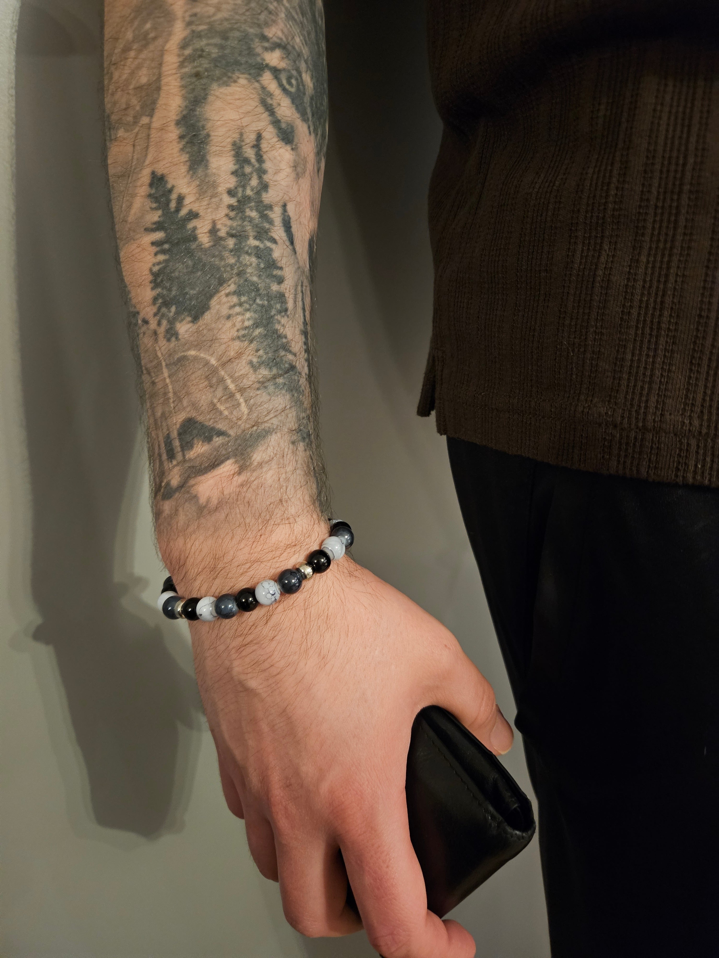 Silver Black men's Bracelet