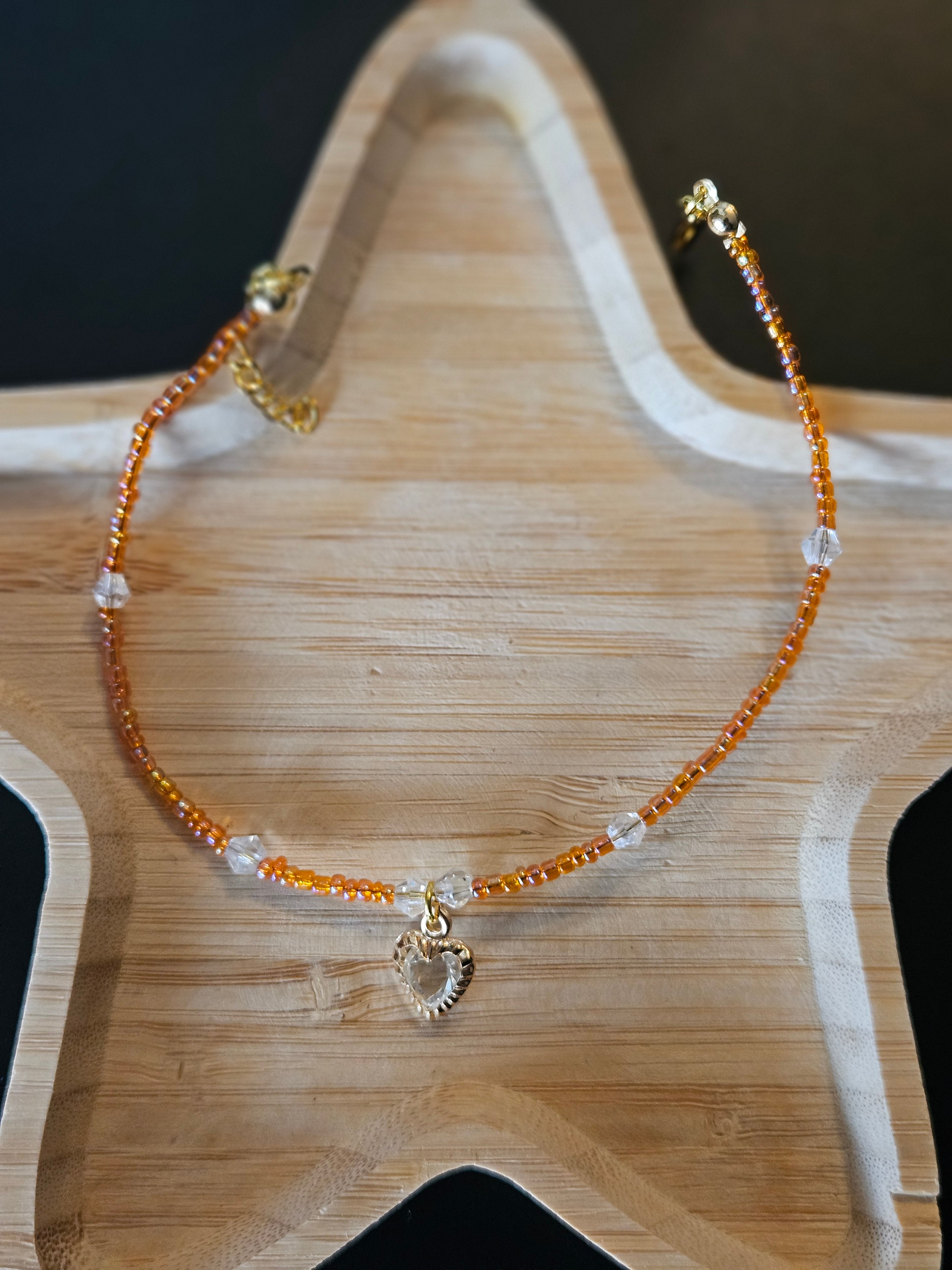 Orange Heart Anklet