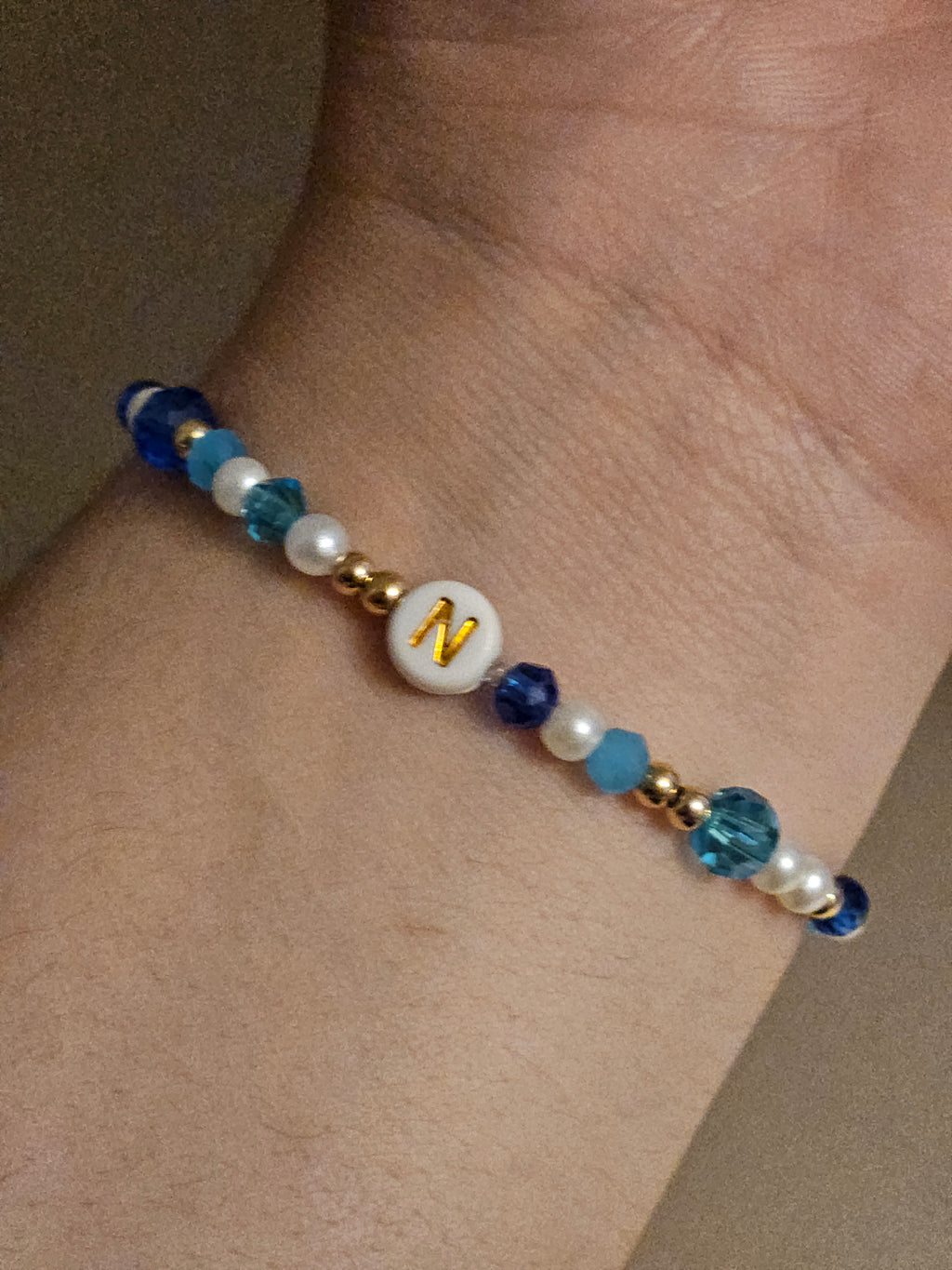 Blue Bracelet Letter N