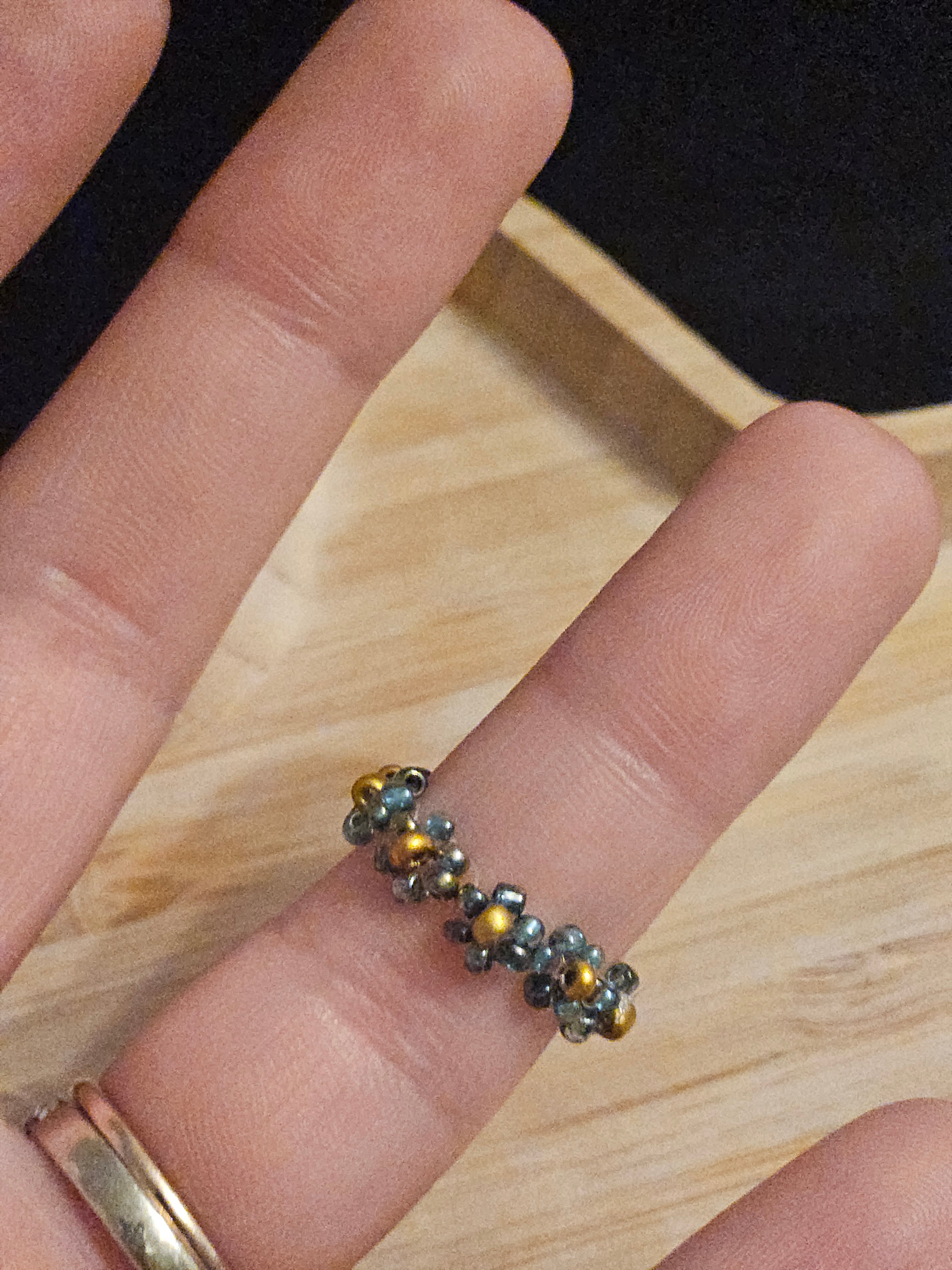Daisy blue and Gold Ring