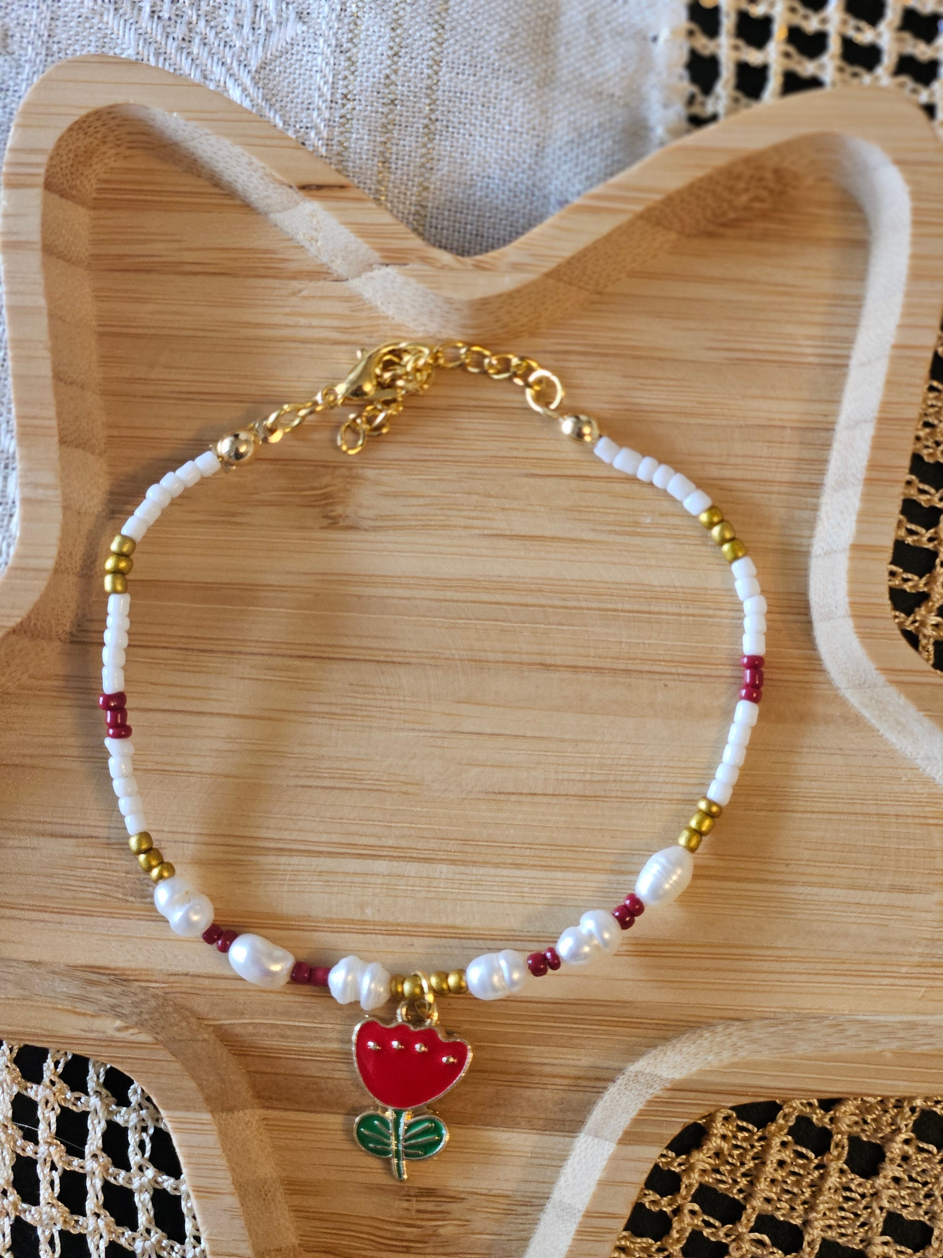 Red Flower Bracelet