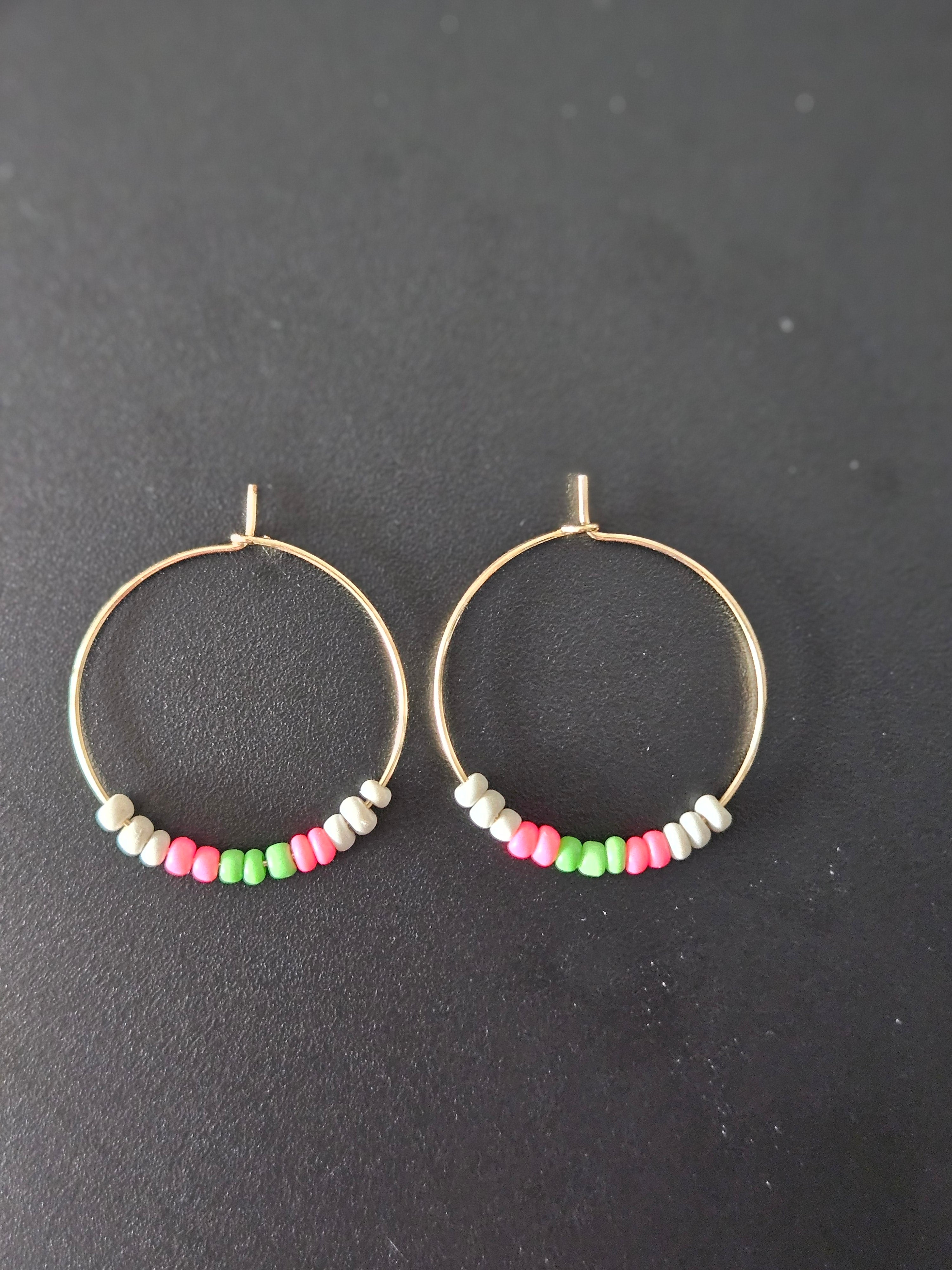 Pink Green Earrings