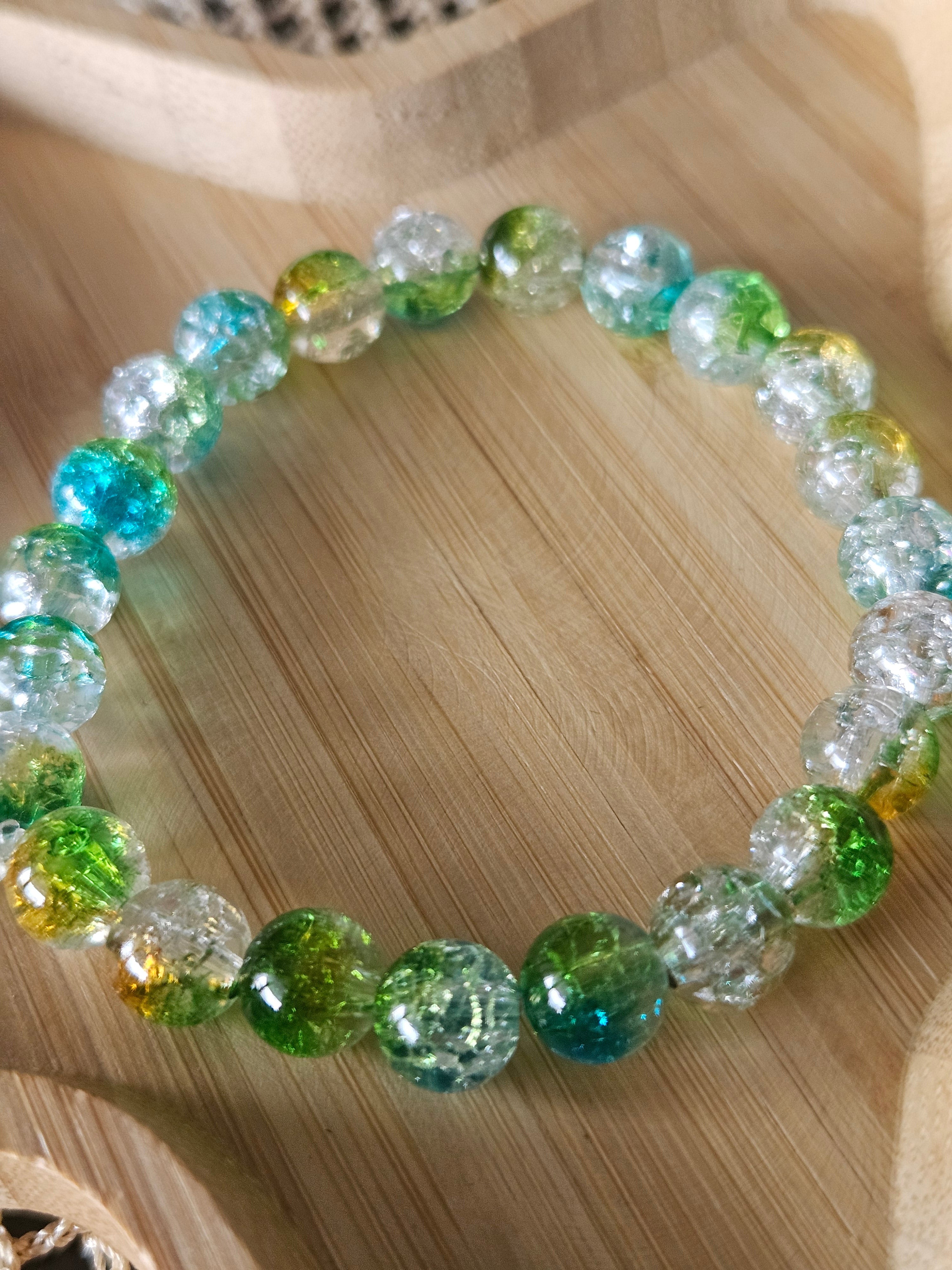 Green blue crackle Bracelet