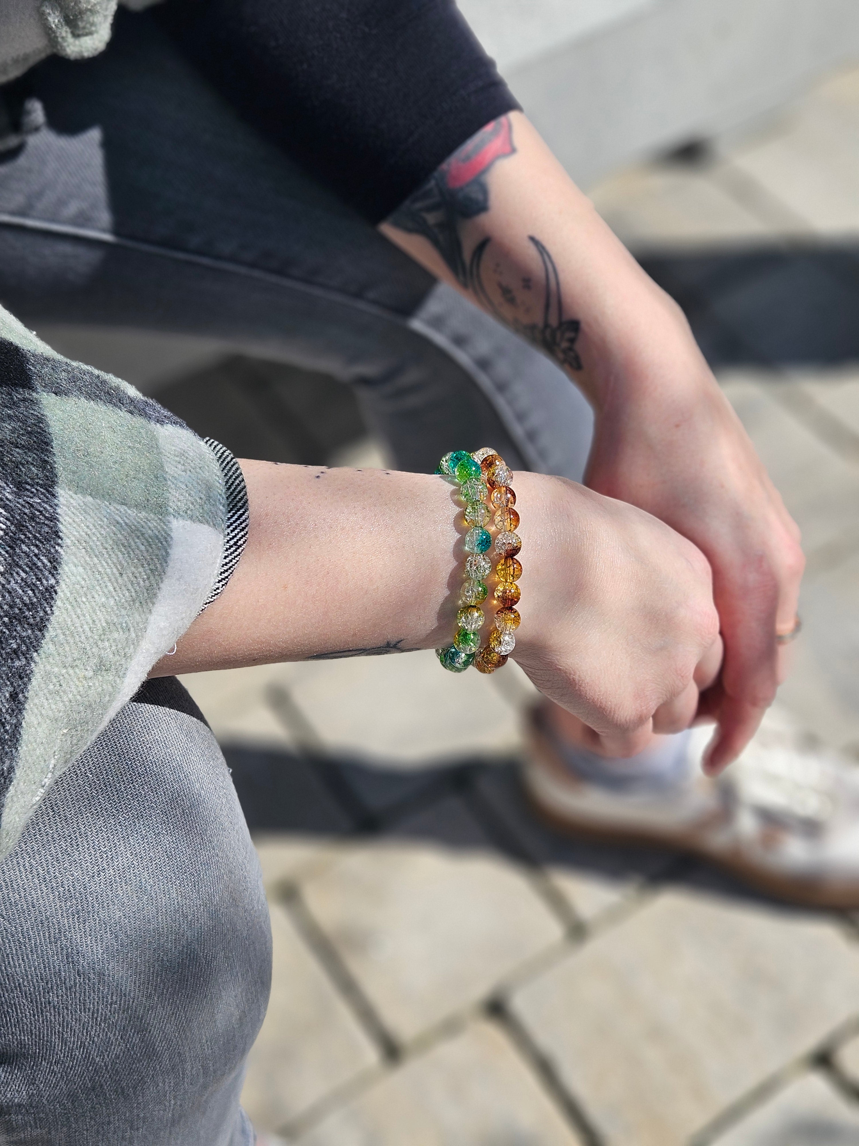 Green blue crackle Bracelet