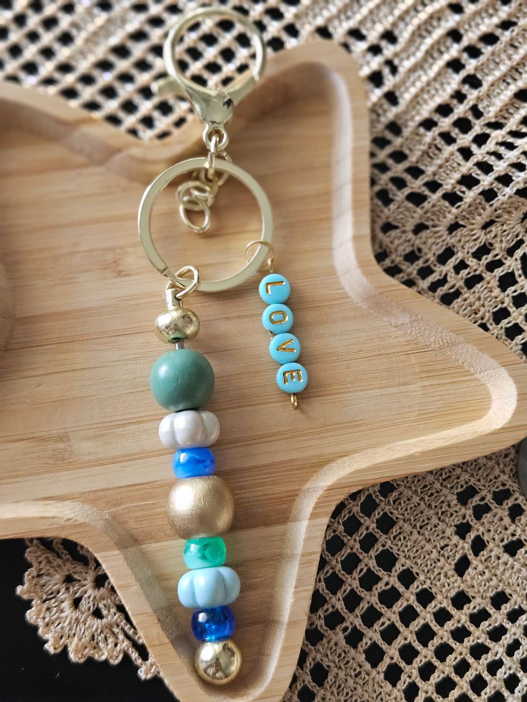Wooden Keychain blue
