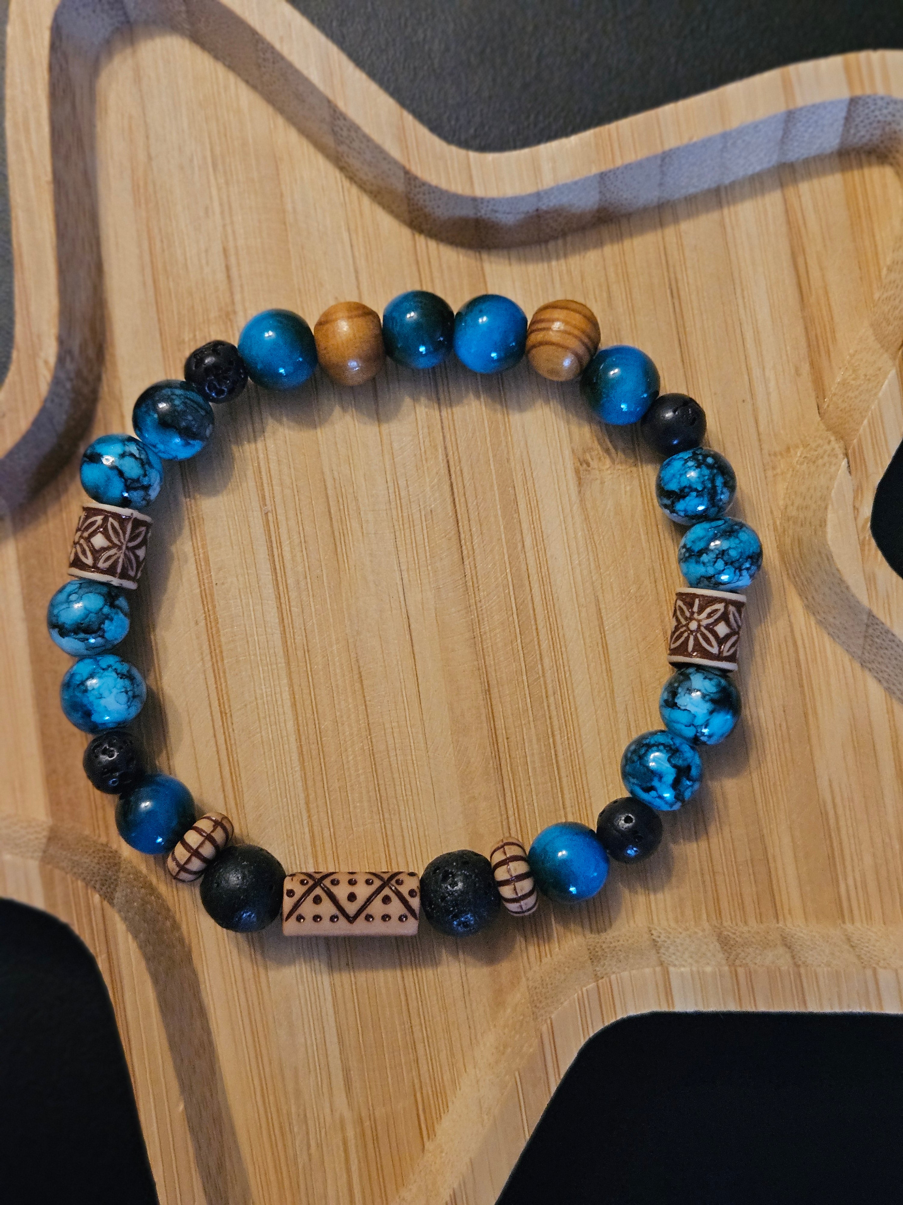Shiny blue men's Bracelet