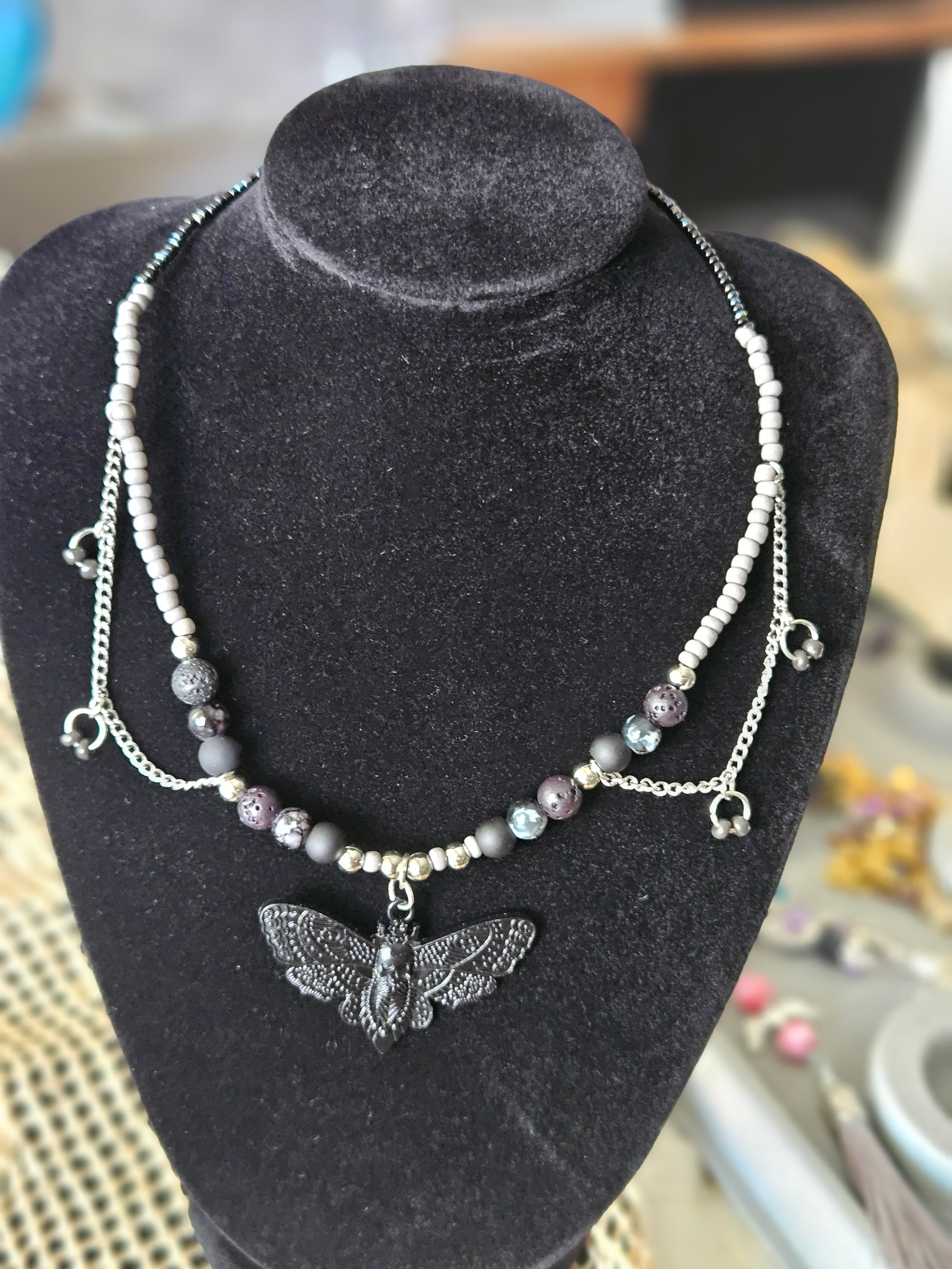 Gothic Moth Necklace