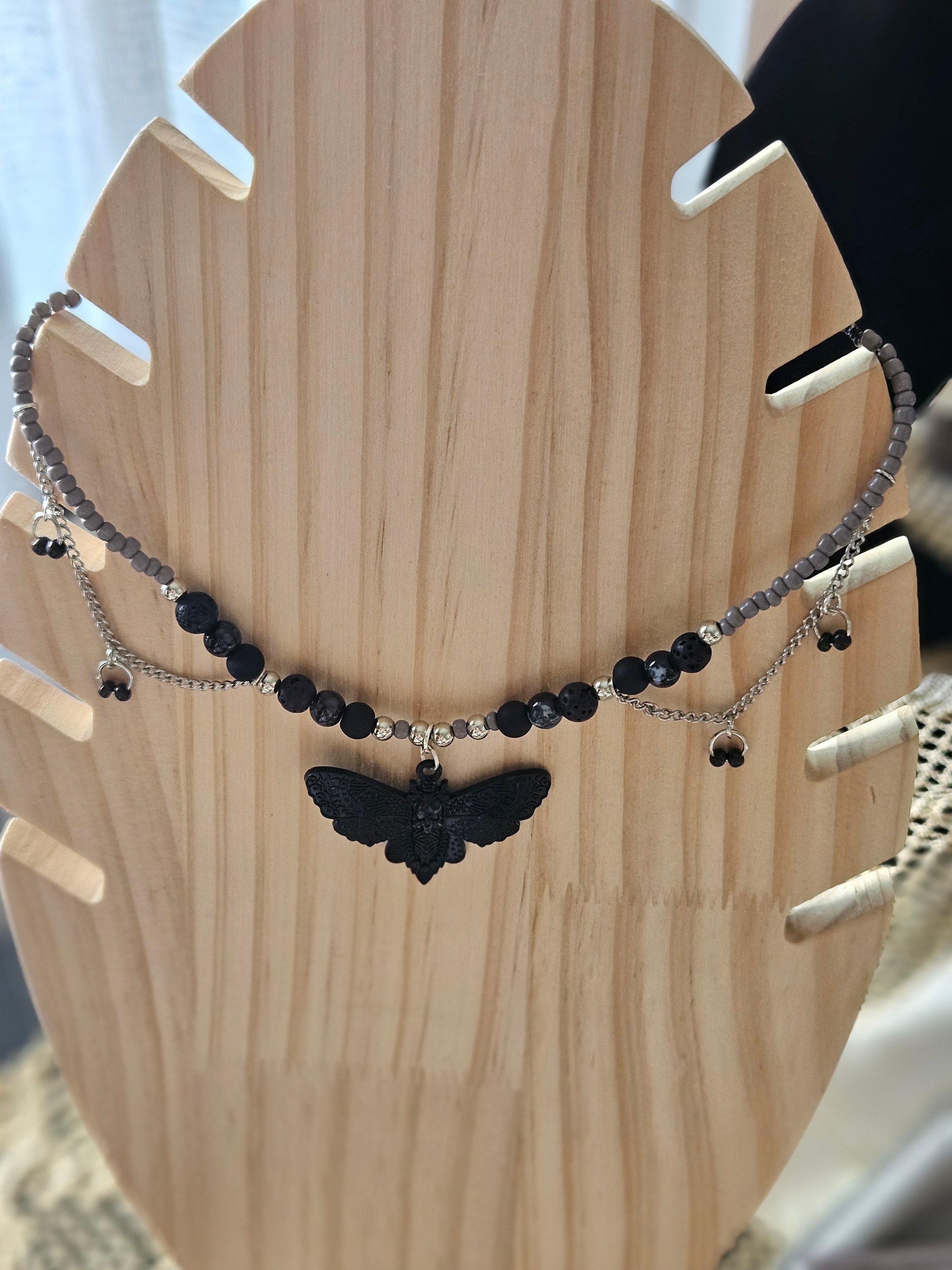 Gothic Moth Necklace