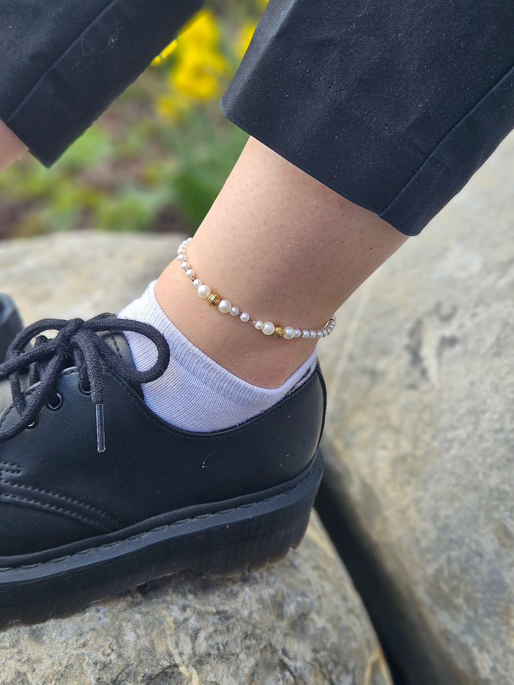 White and Gold Anklet
