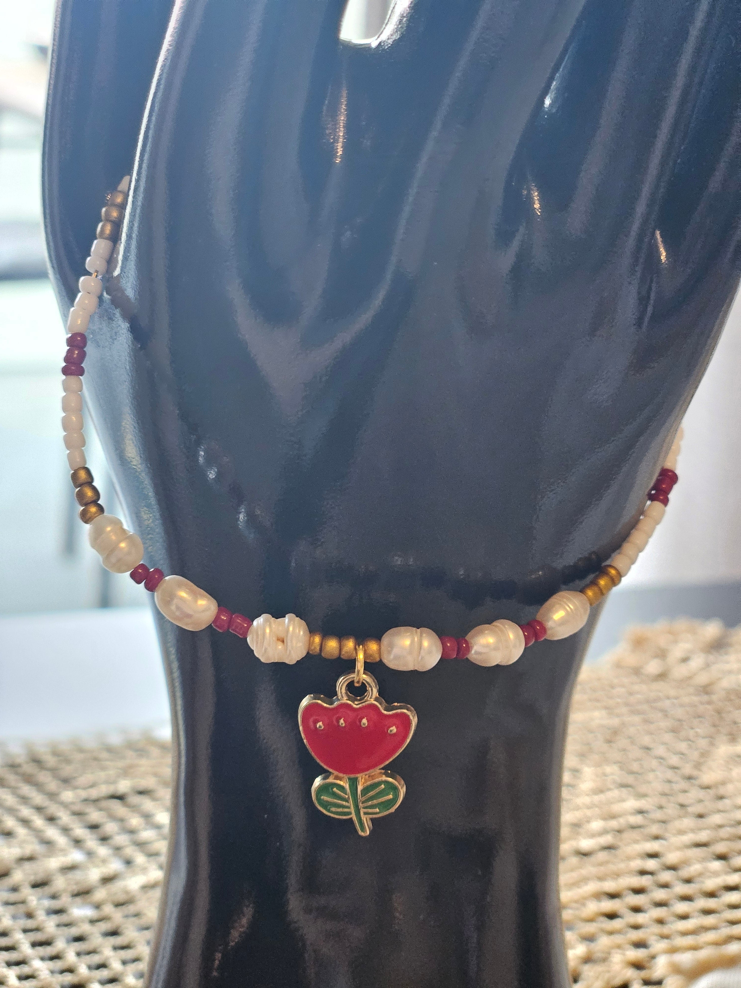 Red Flower Bracelet