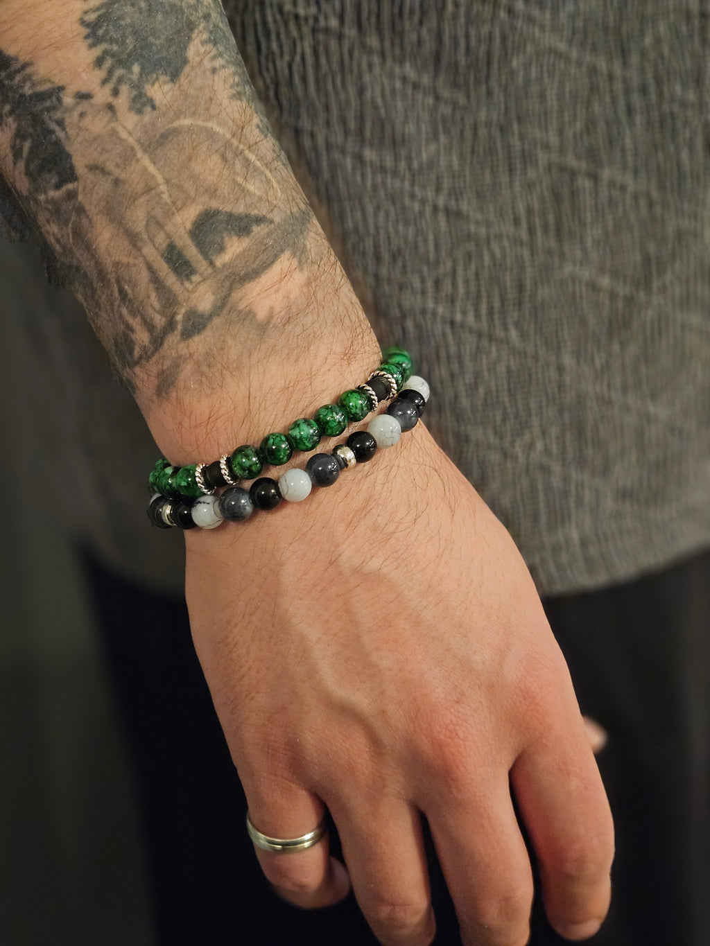 Men's Bracelet green and silver