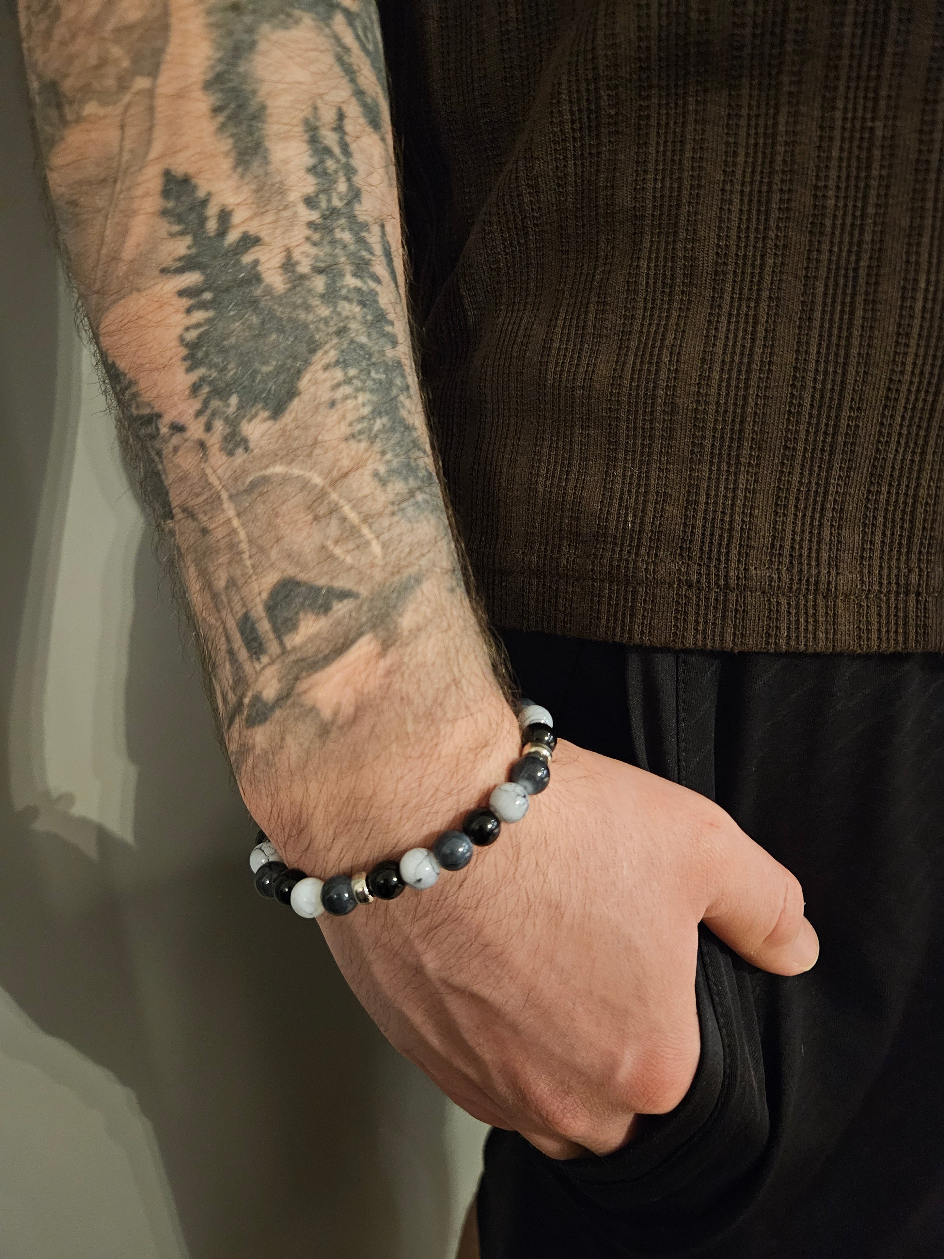 Silver Black men's Bracelet