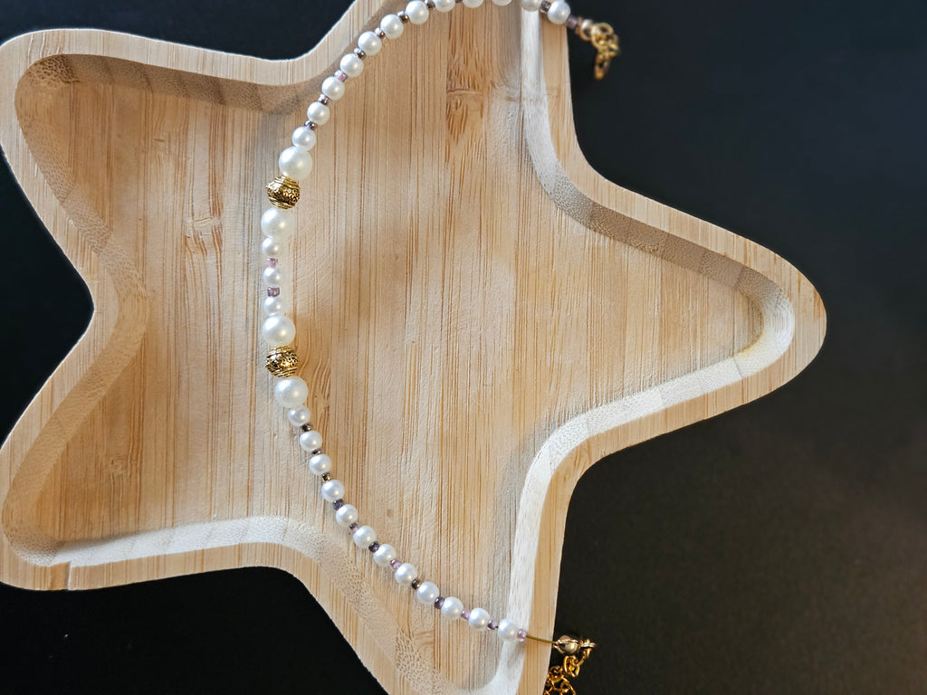 White and Gold Anklet