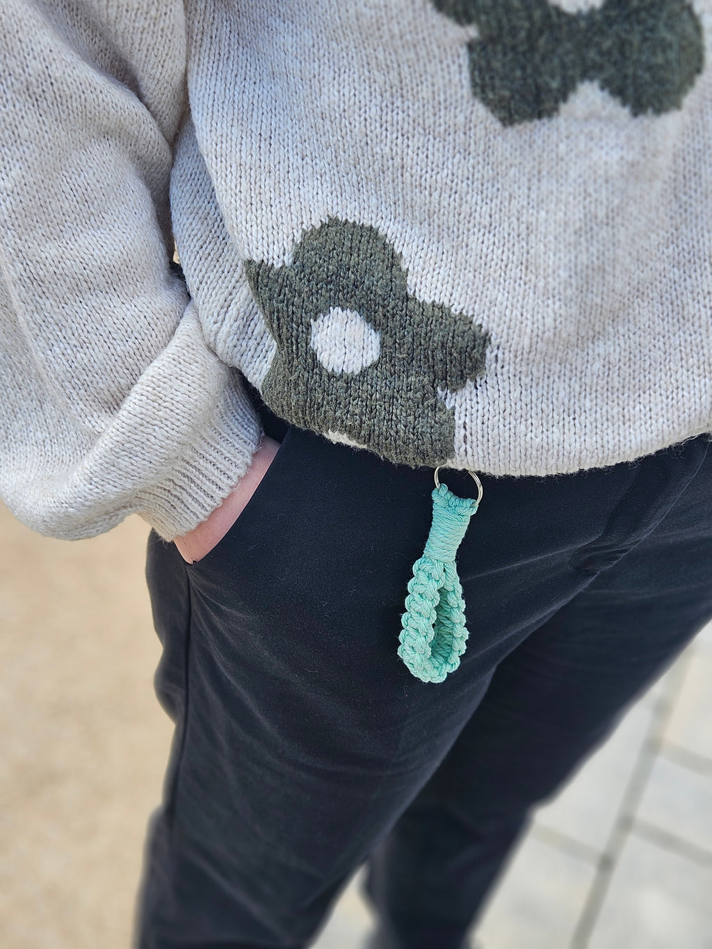 Light Green Makramee Keychain